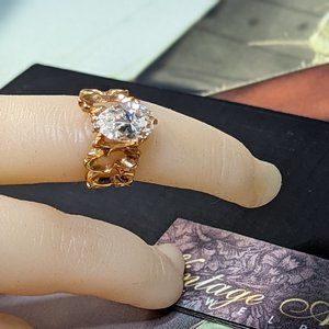 RC Covenant Vintage Brutalist Faux 3ct + Cz Diamond Amazing 14mm Pear Shape Ring